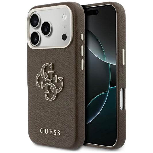 Custodia per Apple iPhone 17 Pro, GUESS, Resin Logo, Marrone