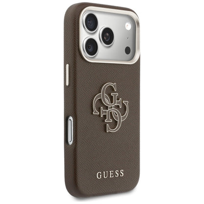 Custodia per Apple iPhone 17 Pro, GUESS, Resin Logo, Marrone