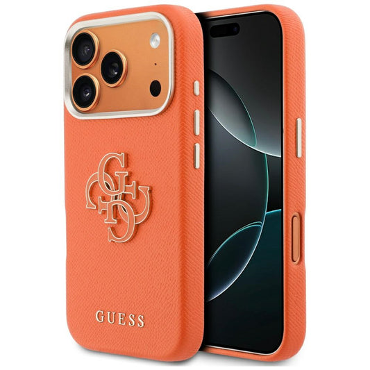 Custodia per Apple iPhone 17 Pro, Guess, Resin Logo, Arancione