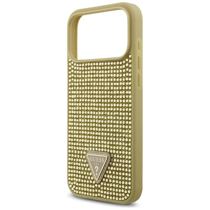 Custodia per Apple iPhone 17 Pro, Guess, Logo Triangolo di Strass, Dorata