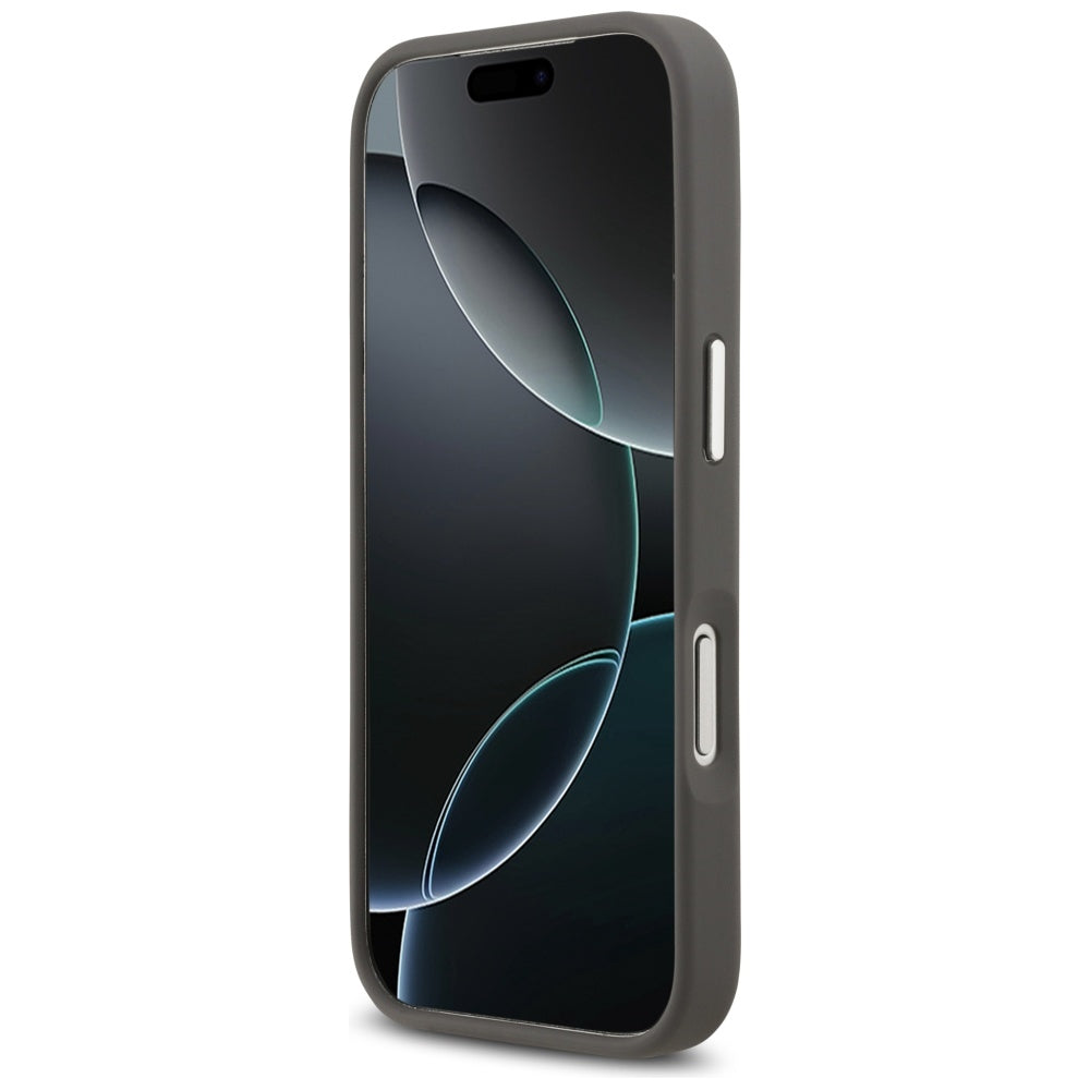 Custodia per Apple iPhone 17 Pro, Karl Lagerfeld, Grained Karl & Choupette's Heads Pins and Logo, Grigio