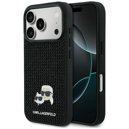 Case for Apple iPhone 17 Pro, Karl Lagerfeld, Rhinestone Karl & Choupette Pins, Black