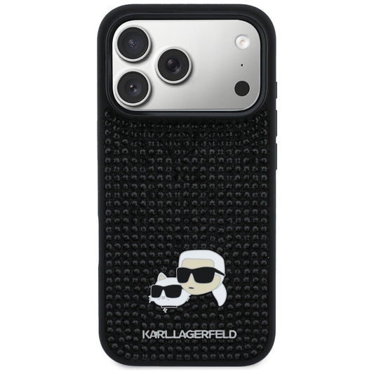 Custodia per Apple iPhone 17 Pro, Karl Lagerfeld, Rhinestone Karl & Choupette Pins, Nera