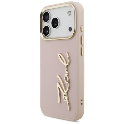 Custodia per Apple iPhone 17 Pro, Karl Lagerfeld, Script Logo, Rosa