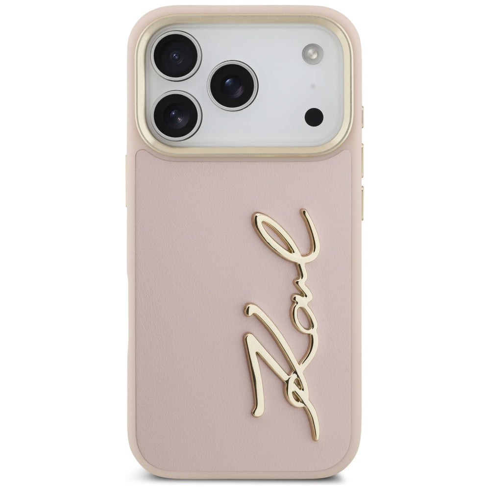 Custodia per Apple iPhone 17 Pro, Karl Lagerfeld, Script Logo, Rosa