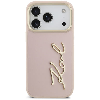 Custodia per Apple iPhone 17 Pro, Karl Lagerfeld, Script Logo, Rosa