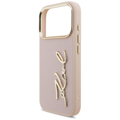 Custodia per Apple iPhone 17 Pro, Karl Lagerfeld, Script Logo, Rosa