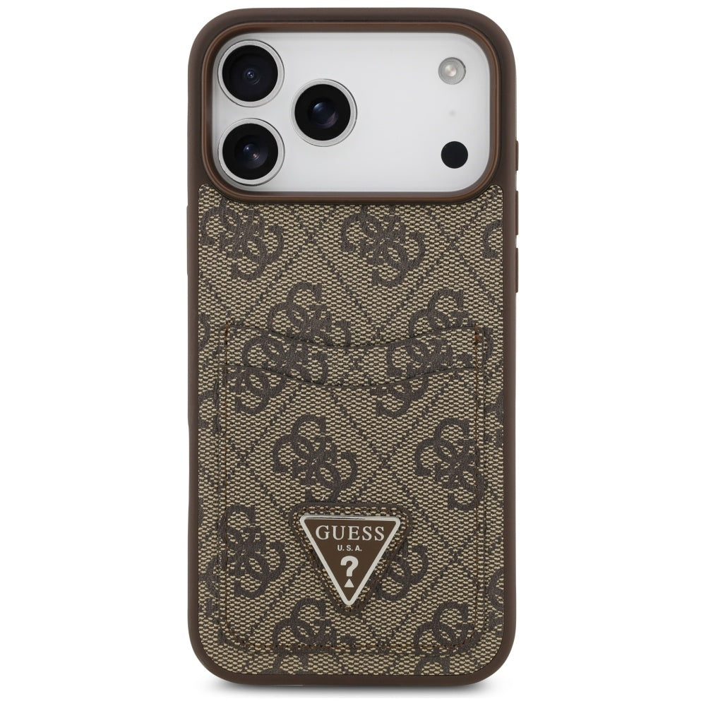 Custodia per Apple iPhone 17 Pro Max, Guess, 4G Double Card Triangle, Marrone