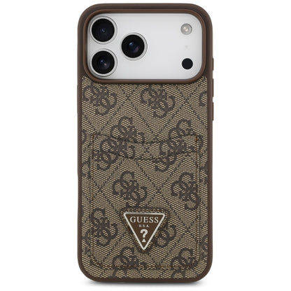 Custodia per Apple iPhone 17 Pro Max, Guess, 4G Double Card Triangle, Marrone