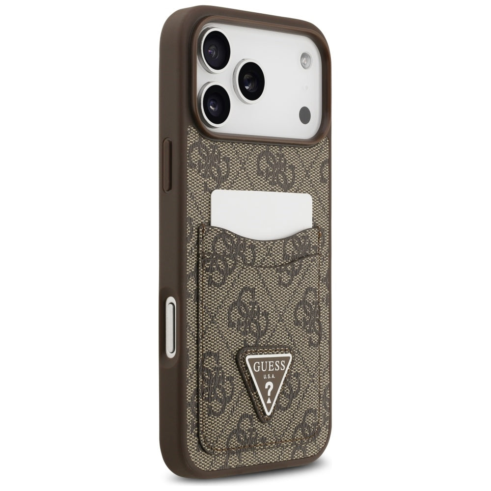 Custodia per Apple iPhone 17 Pro Max, Guess, 4G Double Card Triangle, Marrone