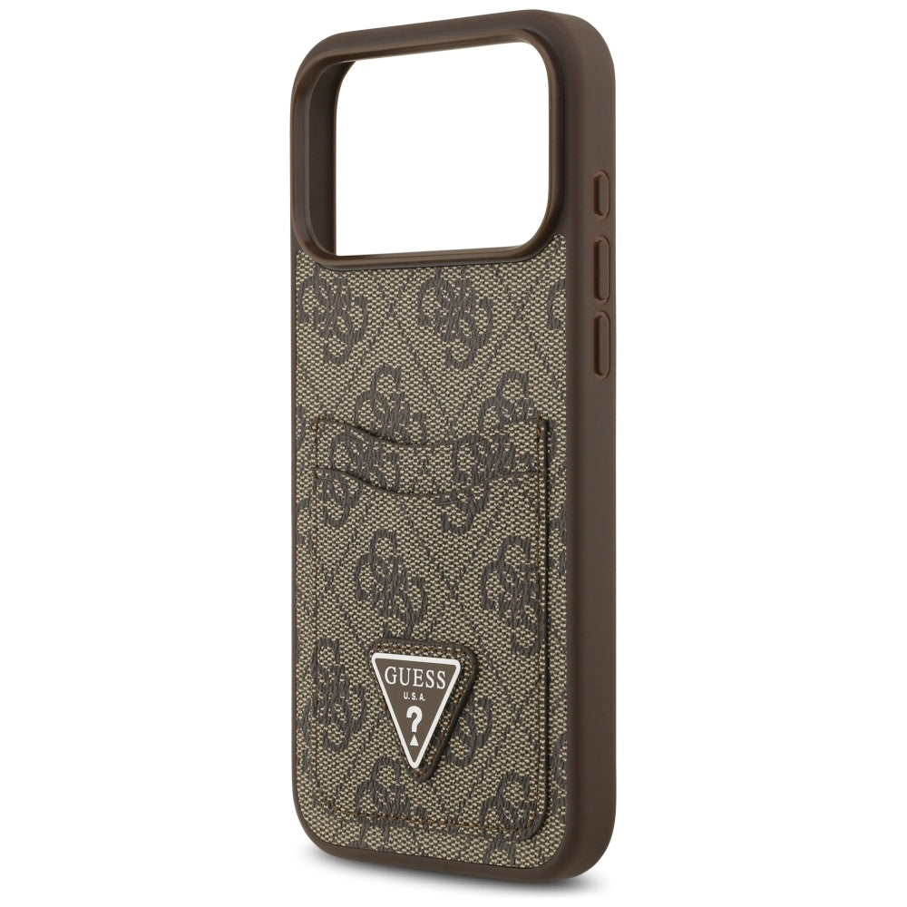 Custodia per Apple iPhone 17 Pro Max, Guess, 4G Double Card Triangle, Marrone
