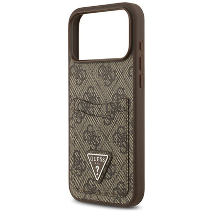 Custodia per Apple iPhone 17 Pro Max, Guess, 4G Double Card Triangle, Marrone