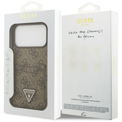 Custodia per Apple iPhone 17 Pro Max, Guess, 4G Double Card Triangle, Marrone