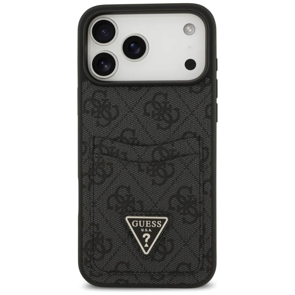 Custodia per Apple iPhone 17 Pro Max, Guess, 4G Double Card Triangle, Nera