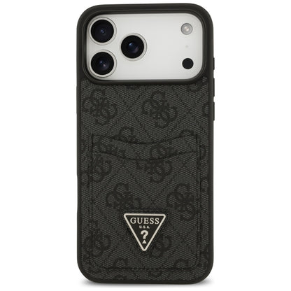 Custodia per Apple iPhone 17 Pro Max, Guess, 4G Double Card Triangle, Nera