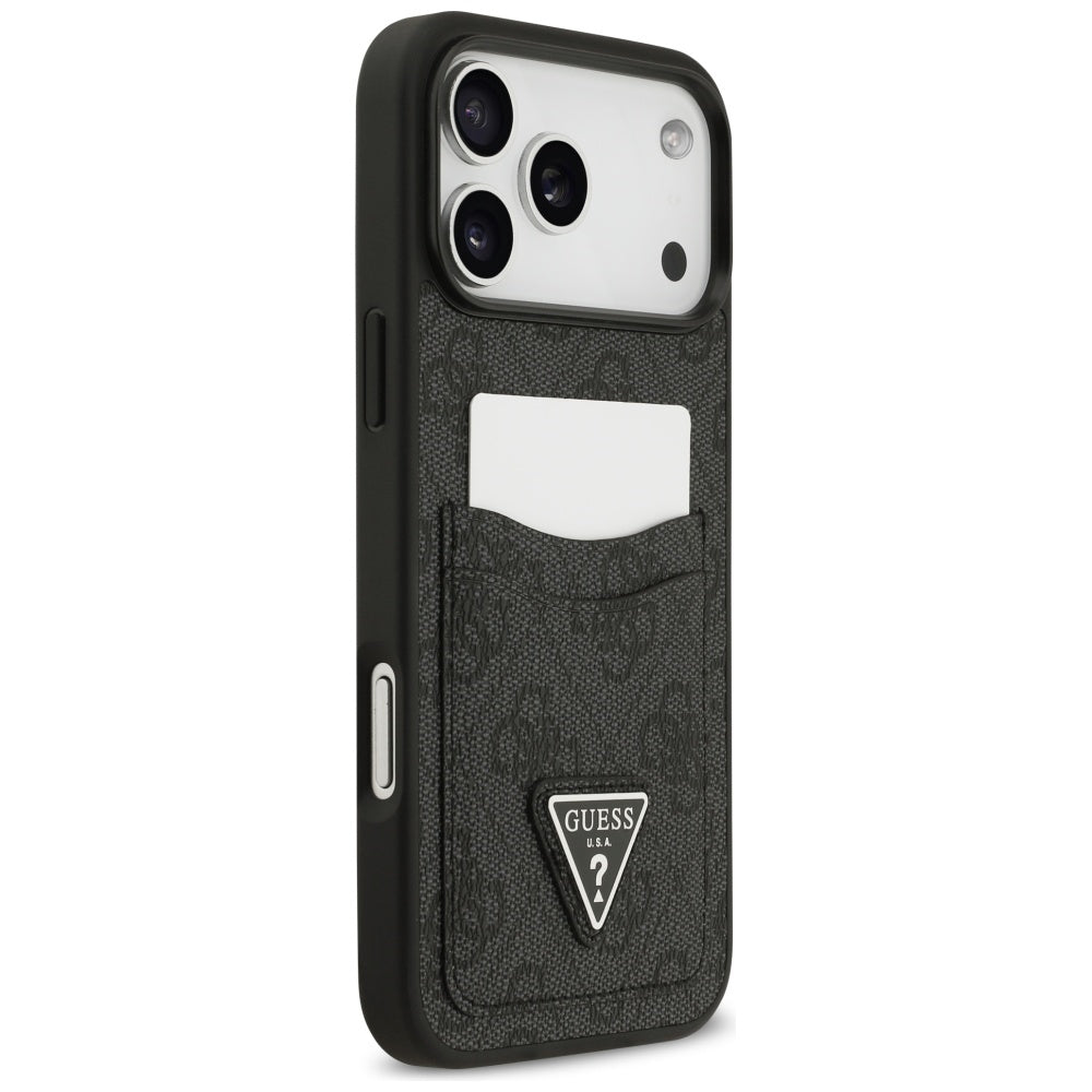 Custodia per Apple iPhone 17 Pro Max, Guess, 4G Double Card Triangle, Nera