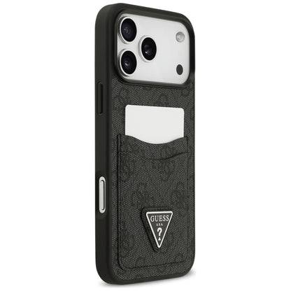 Custodia per Apple iPhone 17 Pro Max, Guess, 4G Double Card Triangle, Nera