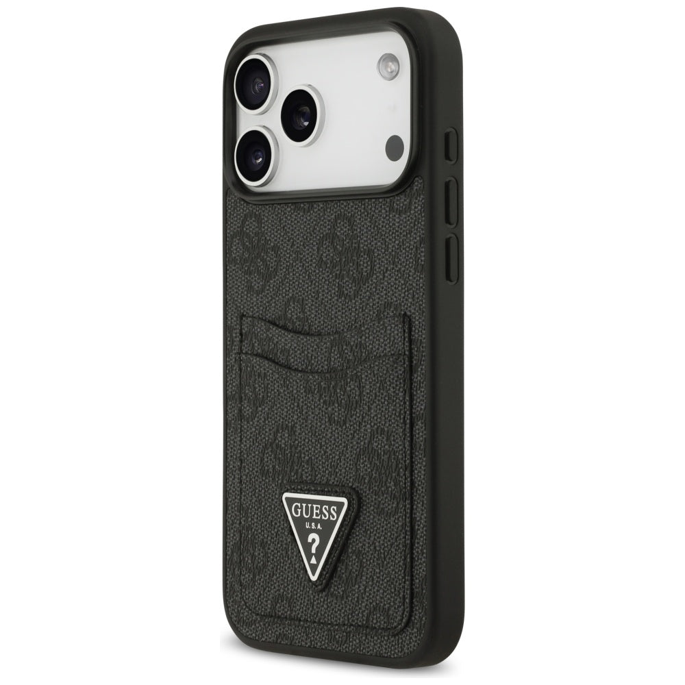 Custodia per Apple iPhone 17 Pro Max, Guess, 4G Double Card Triangle, Nera