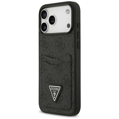 Custodia per Apple iPhone 17 Pro Max, Guess, 4G Double Card Triangle, Nera