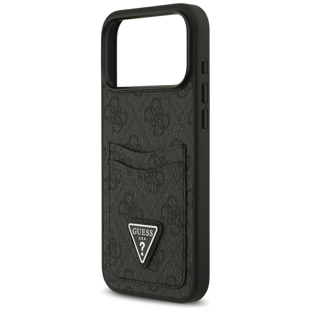 Custodia per Apple iPhone 17 Pro Max, Guess, 4G Double Card Triangle, Nera
