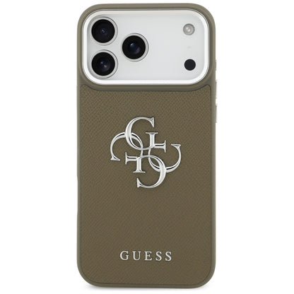 Custodia per Apple iPhone 17 Pro Max, Guess, 4G Grained Big And Classic Logo, Marrone Argentato