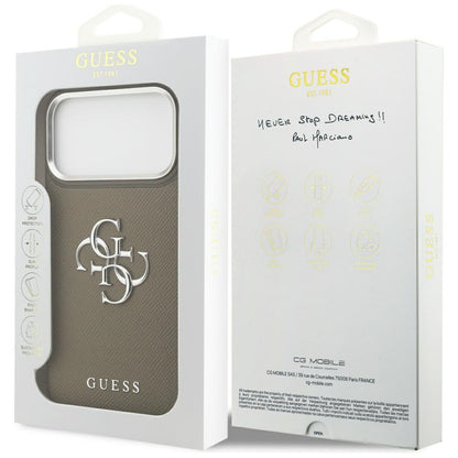 Custodia per Apple iPhone 17 Pro Max, Guess, 4G Grained Big And Classic Logo, Marrone Argentato