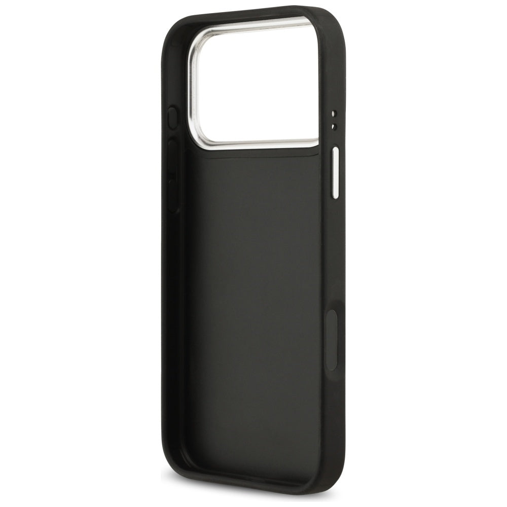 Custodia per Apple iPhone 17 Pro Max, Guess, 4G Grained Big and Classic Logo, Nera Argentata