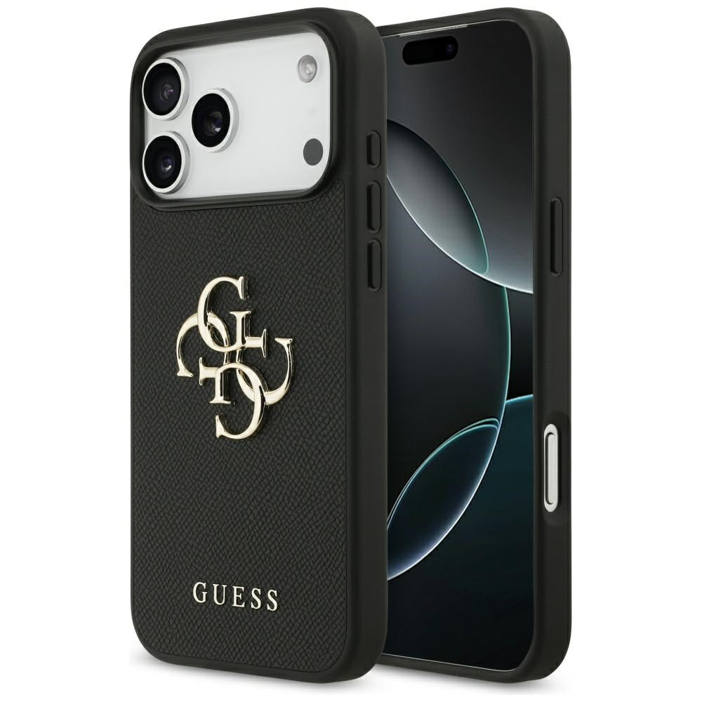 Custodia per Apple iPhone 17 Pro Max, Guess, 4G Grained Big and Classic Logo, Nera