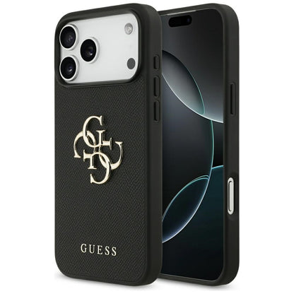 Custodia per Apple iPhone 17 Pro Max, Guess, 4G Grained Big and Classic Logo, Nera