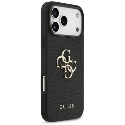 Custodia per Apple iPhone 17 Pro Max, Guess, 4G Grained Big and Classic Logo, Nera
