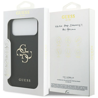 Custodia per Apple iPhone 17 Pro Max, Guess, 4G Grained Big and Classic Logo, Nera