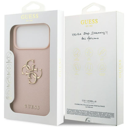 Custodia per Apple iPhone 17 Pro Max, Guess, 4G Grained Big and Classic Logo, Rosa