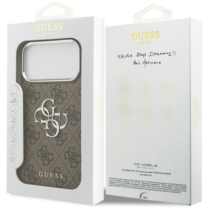 Custodia per Apple iPhone 17 Pro Max, Guess, Big 4G Logo Classic, Marrone Argentato