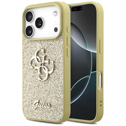 Custodia per Apple iPhone 17 Pro Max, Guess, Fixed Glitter Big 4G, Dorata