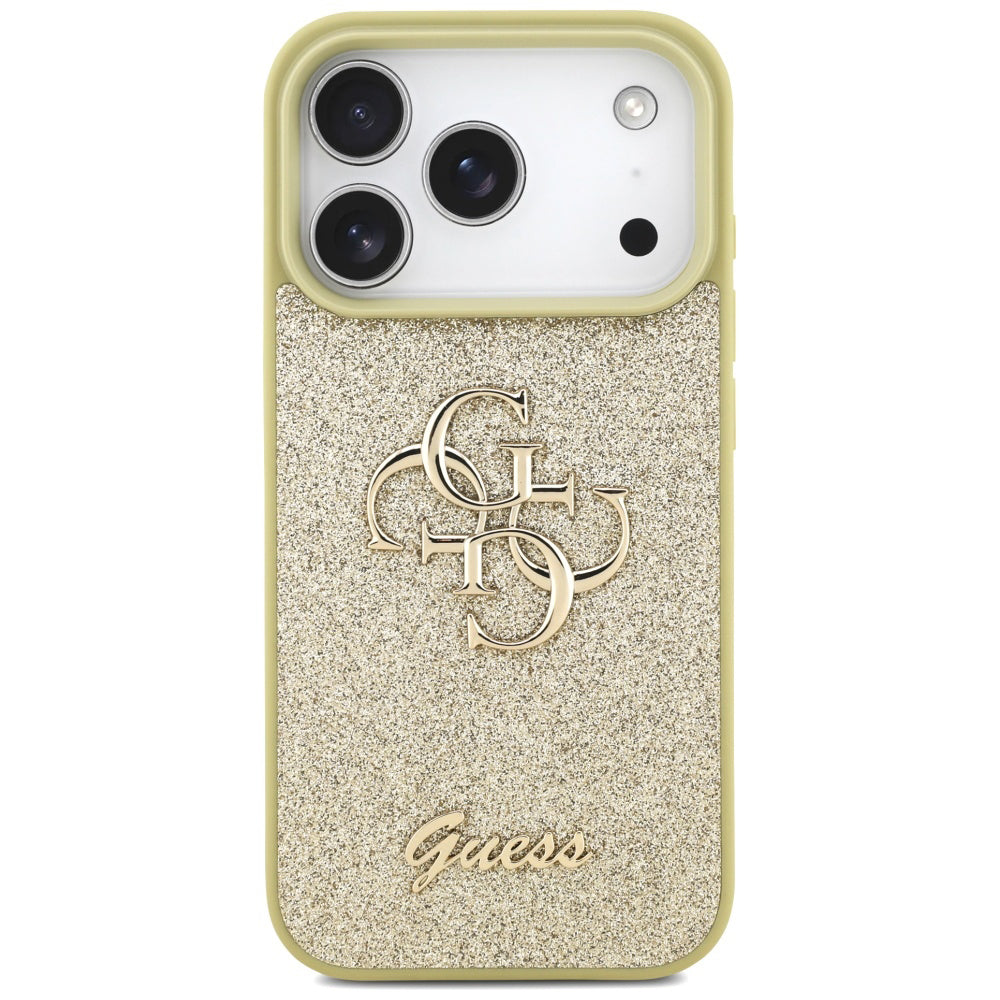 Custodia per Apple iPhone 17 Pro Max, Guess, Fixed Glitter Big 4G, Dorata