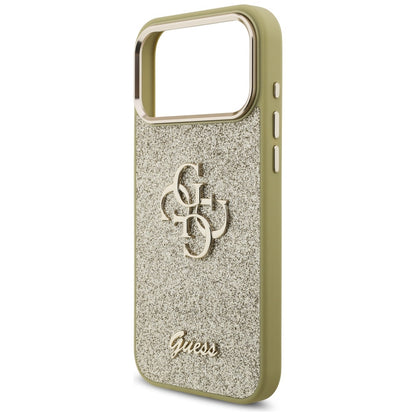 Custodia per Apple iPhone 17 Pro Max, Guess, Fixed Glitter Big 4G Metal Frame, Dorata