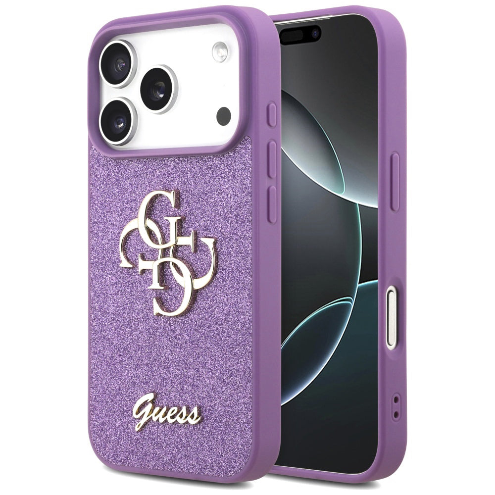 Custodia per Apple iPhone 17 Pro Max, Guess, Fixed Glitter Big 4G, Viola