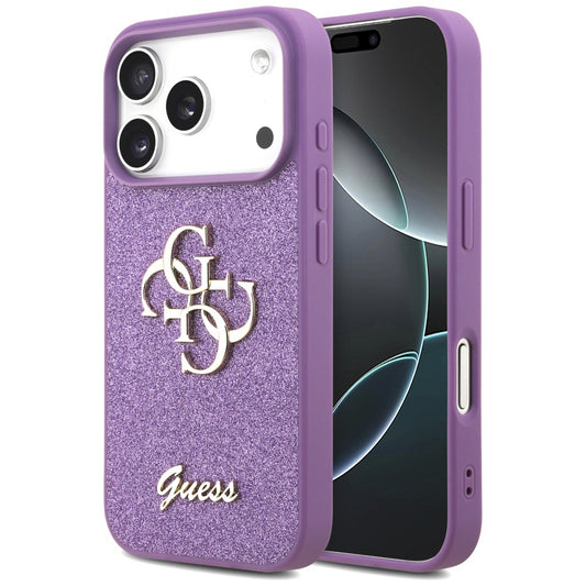 Custodia per Apple iPhone 17 Pro Max, Guess, Fixed Glitter Big 4G, Viola