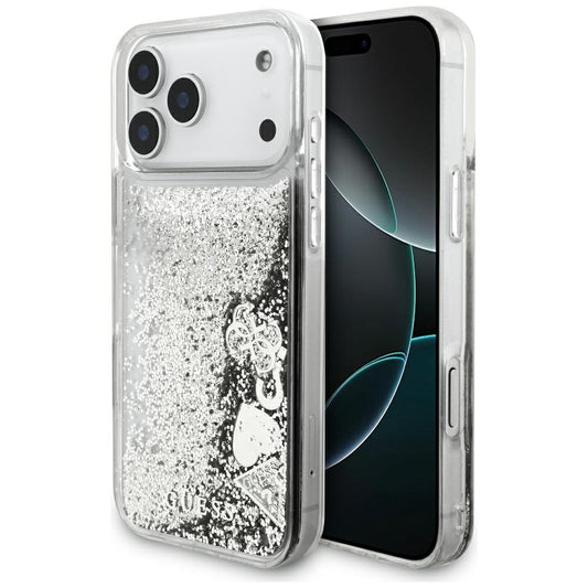 Custodia per Apple iPhone 17 Pro Max, Guess, Liquid Glitter Charms, Argento