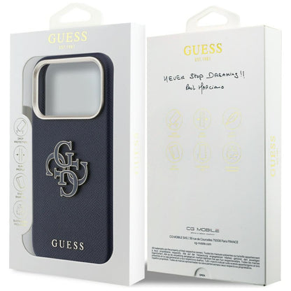 Custodia per Apple iPhone 17 Pro Max, Guess, Resin Logo, Blu