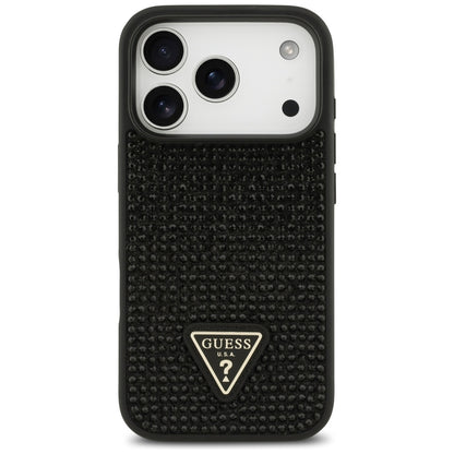 Custodia per Apple iPhone 17 Pro Max, Guess, Logo Triangolo di Strass, Nera