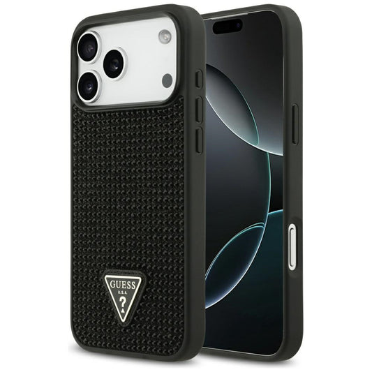 Custodia per Apple iPhone 17 Pro Max, Guess, Logo Triangolo di Strass, Nera