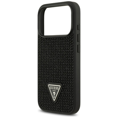 Custodia per Apple iPhone 17 Pro Max, Guess, Logo Triangolo di Strass, Nera