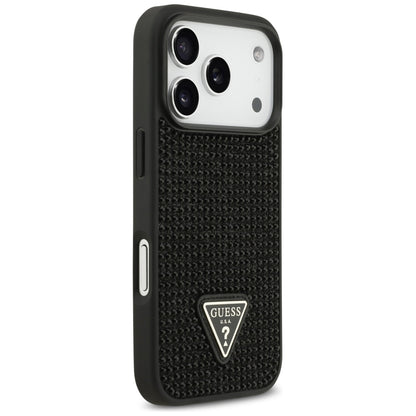 Custodia per Apple iPhone 17 Pro Max, Guess, Logo Triangolo di Strass, Nera
