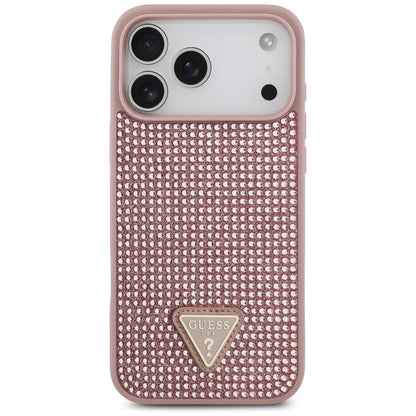 Custodia per Apple iPhone 17 Pro Max, Guess, Logo Triangolo di Strass, Rosa