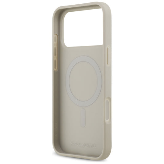 Custodia per Apple iPhone 17 Pro Max, Karl Lagerfeld, Logo con Motivo Granulato, Grigio