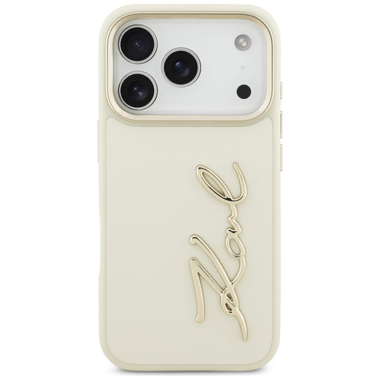 Custodia per Apple iPhone 17 Pro Max, Karl Lagerfeld, Script Logo, Beige