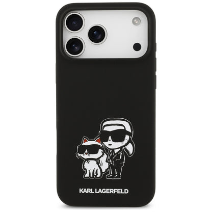 Custodia per Apple iPhone 17 Pro Max, Karl Lagerfeld, Sketch and Logo Karl & Choupette, Nera