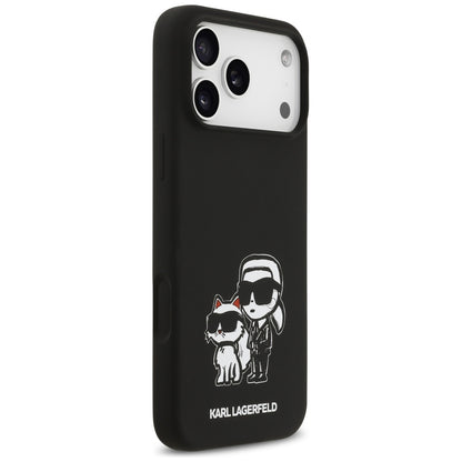 Custodia per Apple iPhone 17 Pro Max, Karl Lagerfeld, Sketch and Logo Karl & Choupette, Nera