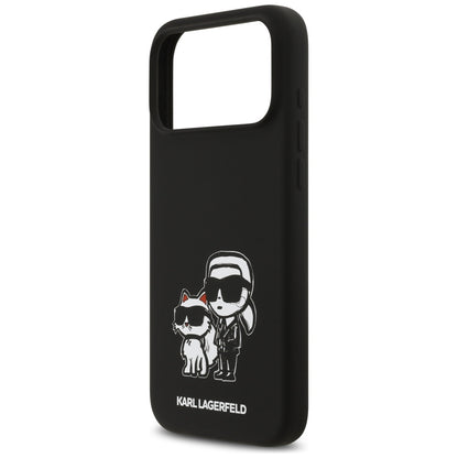 Custodia per Apple iPhone 17 Pro Max, Karl Lagerfeld, Sketch and Logo Karl & Choupette, Nera